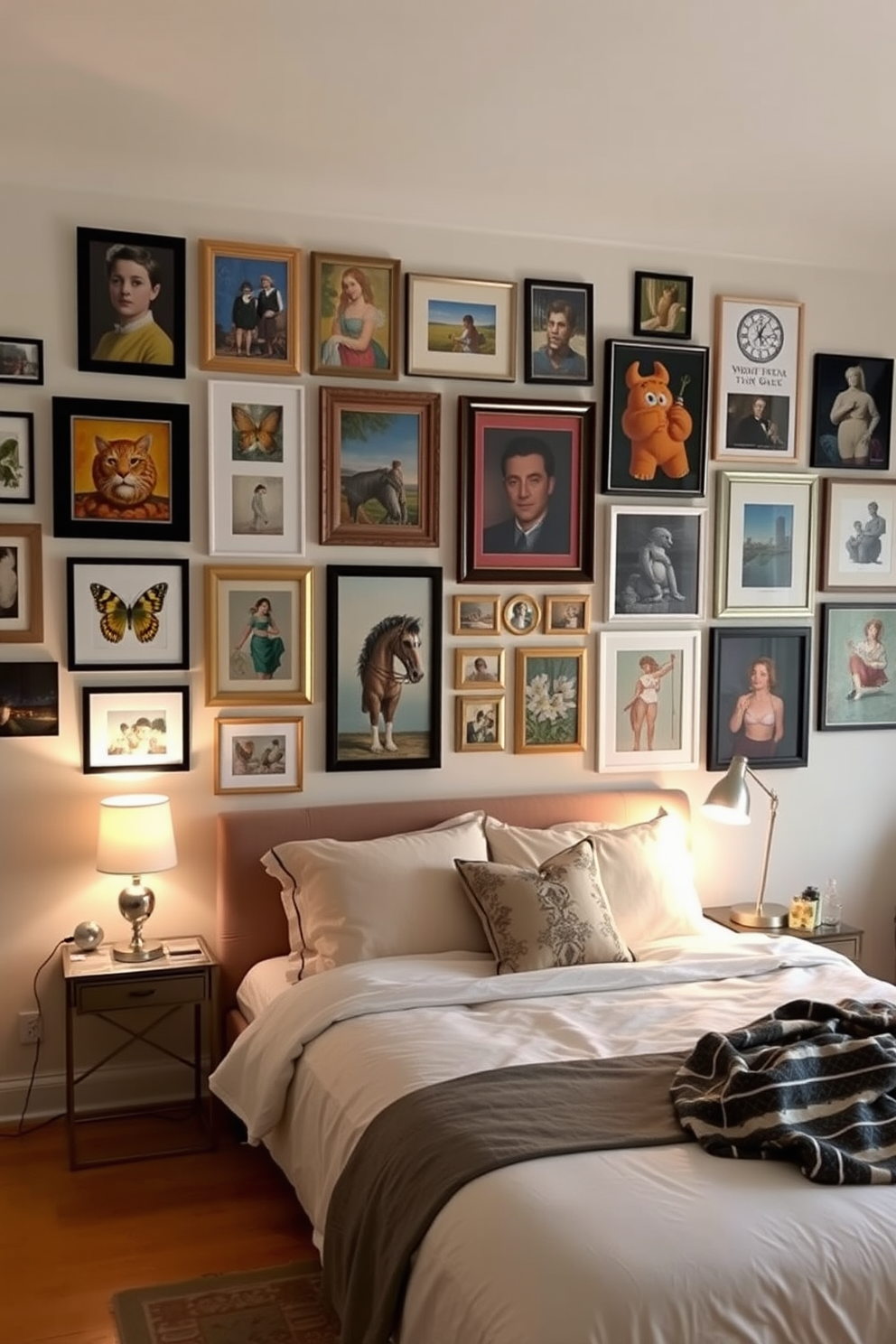 A serene apartment bedroom featuring large windows that allow natural light to flood the space. The walls are painted in a soft white hue, and a plush bed with a light gray upholstered headboard takes center stage. On either side of the bed, stylish nightstands hold modern lamps that add warmth to the room. A full-length mirror is positioned to reflect the light, creating an illusion of more space and brightness throughout the bedroom.