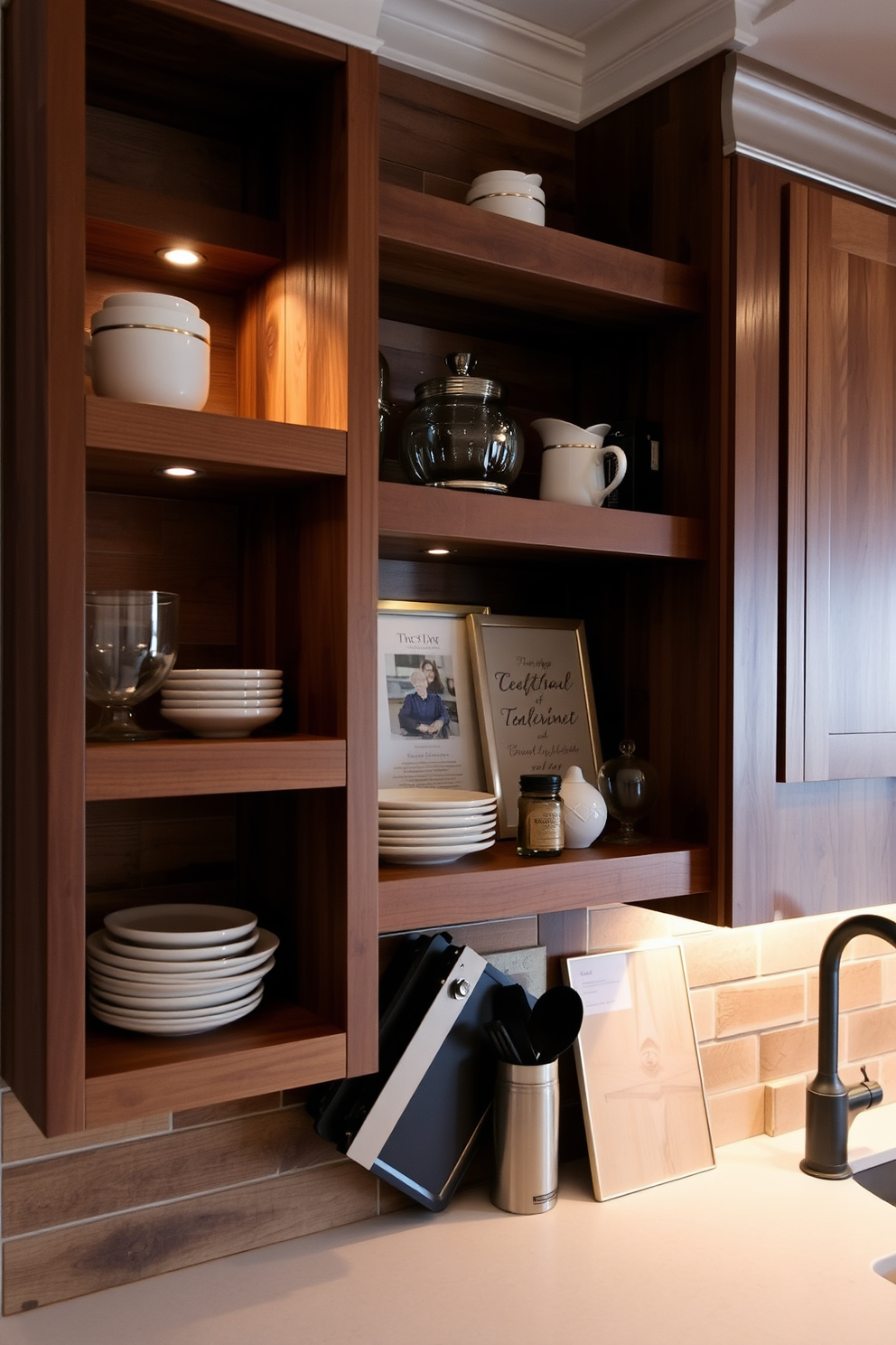 A cozy basement kitchen featuring a large island with bar stools and a rustic wooden countertop. The cabinetry is painted in a soft gray, complemented by stainless steel appliances, and a patterned rug adds warmth and style to the space.