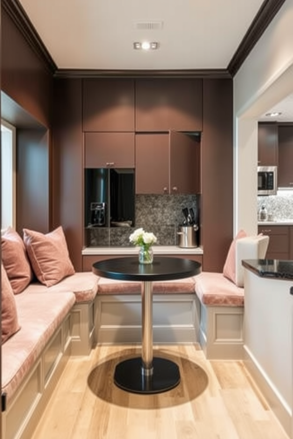 A cozy basement kitchen featuring a farmhouse sink that adds charm and character to the space. The cabinetry is painted in a soft white, complemented by rustic wooden shelves displaying neatly arranged dishware. The countertops are a warm butcher block, providing a welcoming contrast to the sleek appliances. Soft pendant lights hang above the sink, illuminating the area and creating a warm ambiance for cooking and entertaining.