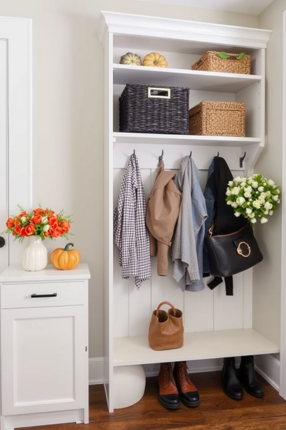 Seasonal decor to refresh the space. Incorporate warm tones and natural elements such as pumpkins and gourds for fall, or bright flowers and pastel colors for spring. Mudroom closet design ideas. Create a functional space with built-in shelving and hooks, using a combination of wood and metal finishes for a modern yet inviting look.